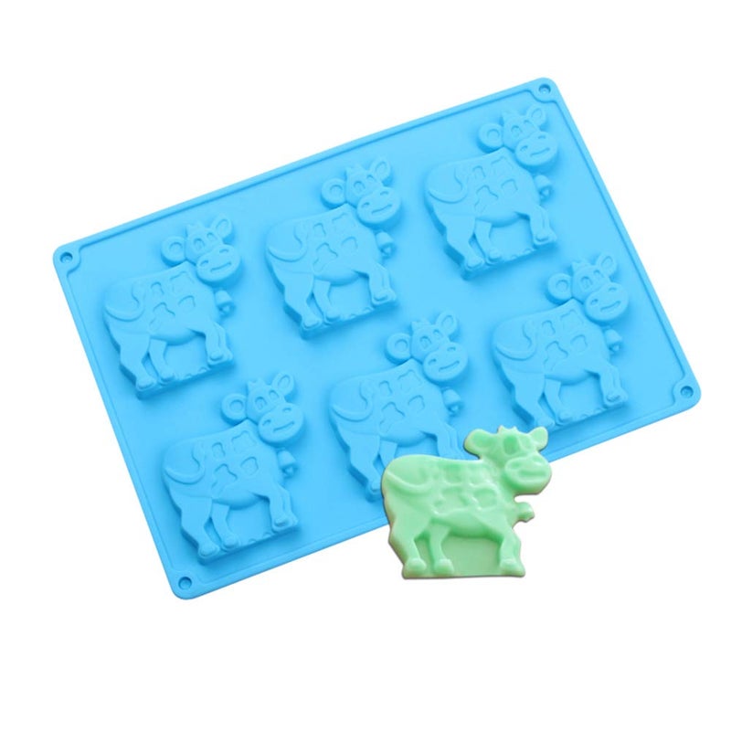 HiParty 2 Pack Cow Chocolate Molds, Dairy Cattle Cake Pan Silicone Candy Fondant Biscuit Cookie Baking Mold Soap Lotion Bars Polymer Clay Mold (Random Color) - Image 2